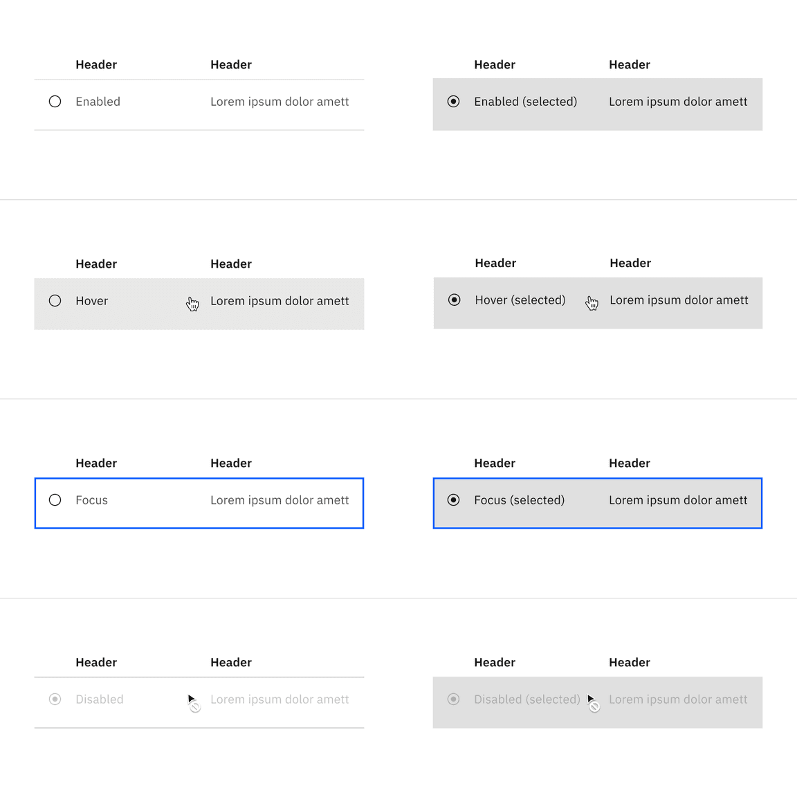 Selectable structured list interactive states with the feature flag enabled